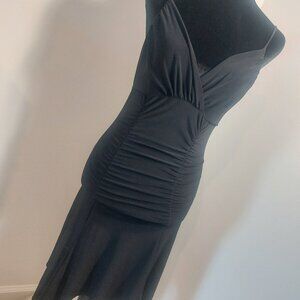 Lipstick Spaghetti Strap Tango Dress (Black)-Mediamo Medium